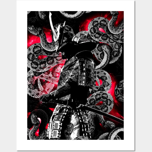 Samurai RED snakes Wall Art by syanart